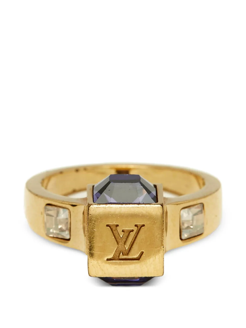 Louis Vuitton Pre-Owned Gamble crystal ring - Gold