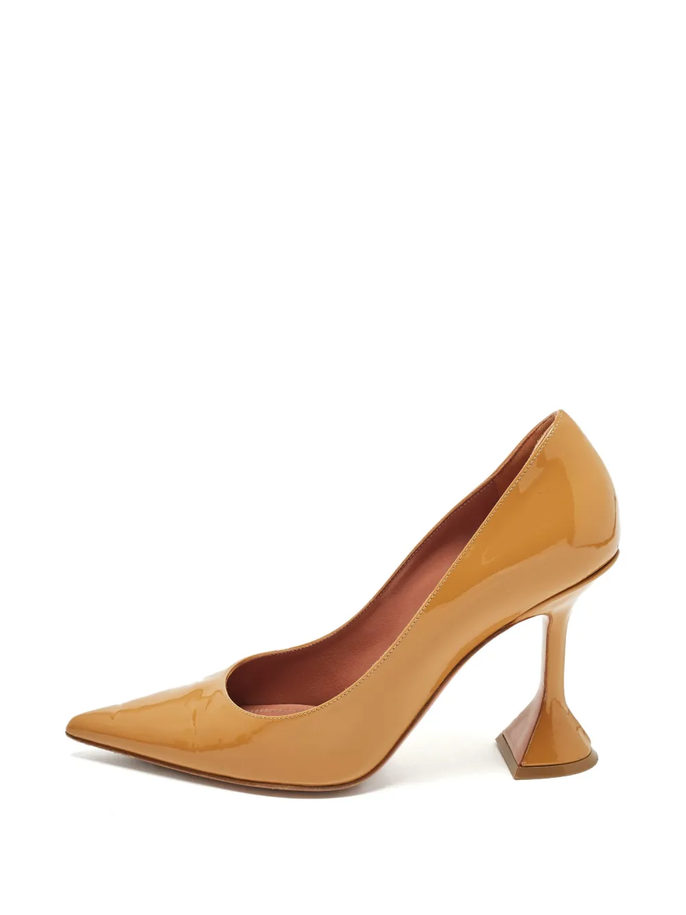 Amina Muaddi Ami leather heeled pumps - Toni neutri