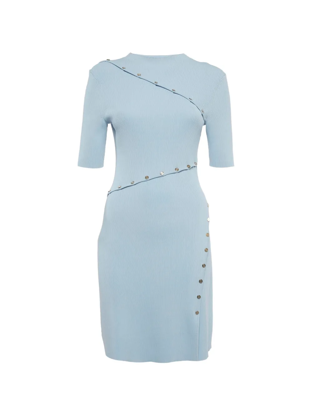 Maje ribbed-knit button-detail mini dress - Blu