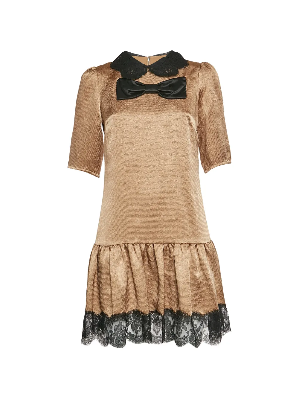 Dolce & Gabbana Pre-Owned lace-trim ruffled-hem mini dress - Toni neutri