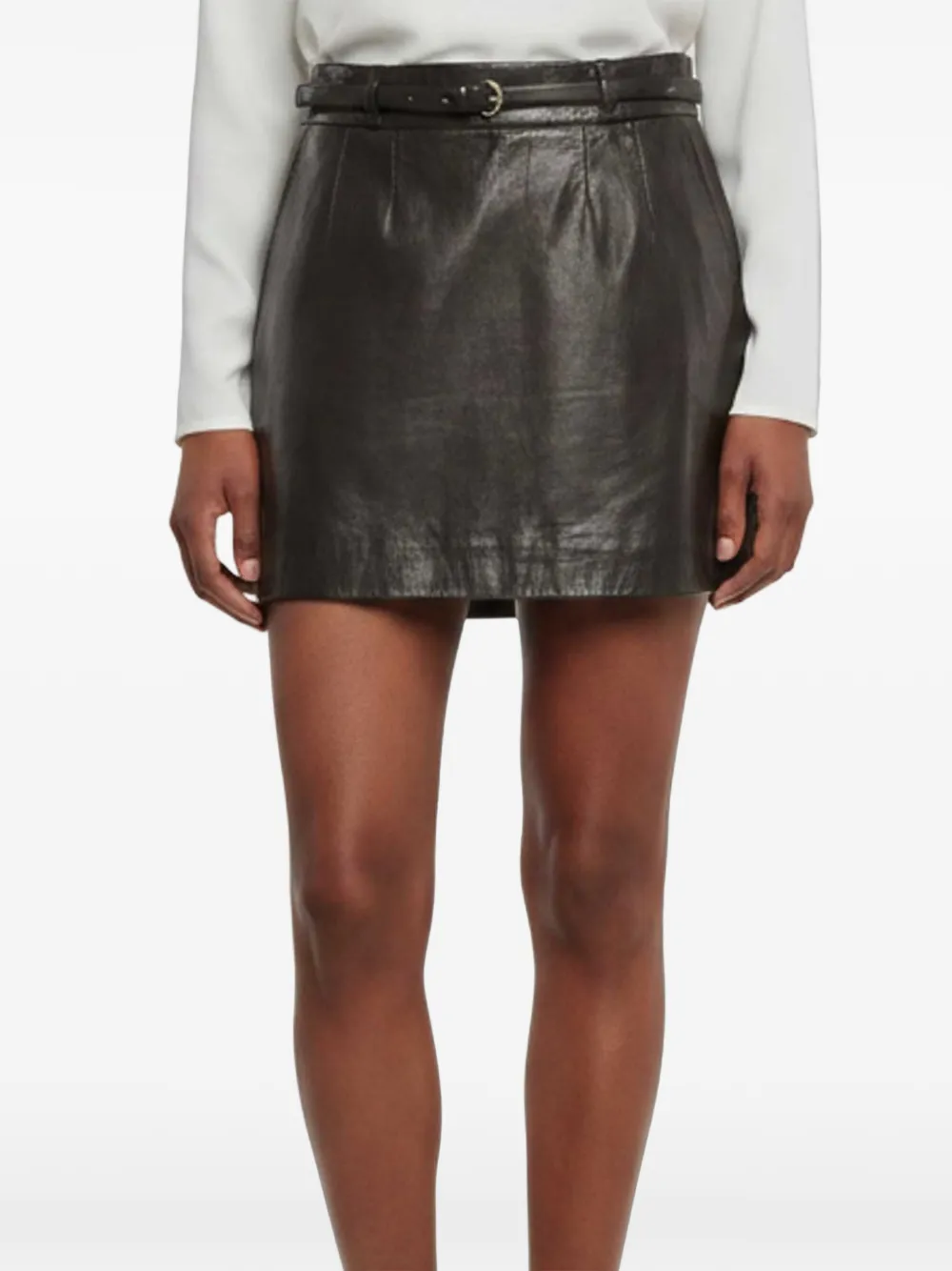 Gucci Pre-Owned belted leather mini skirt - Nero