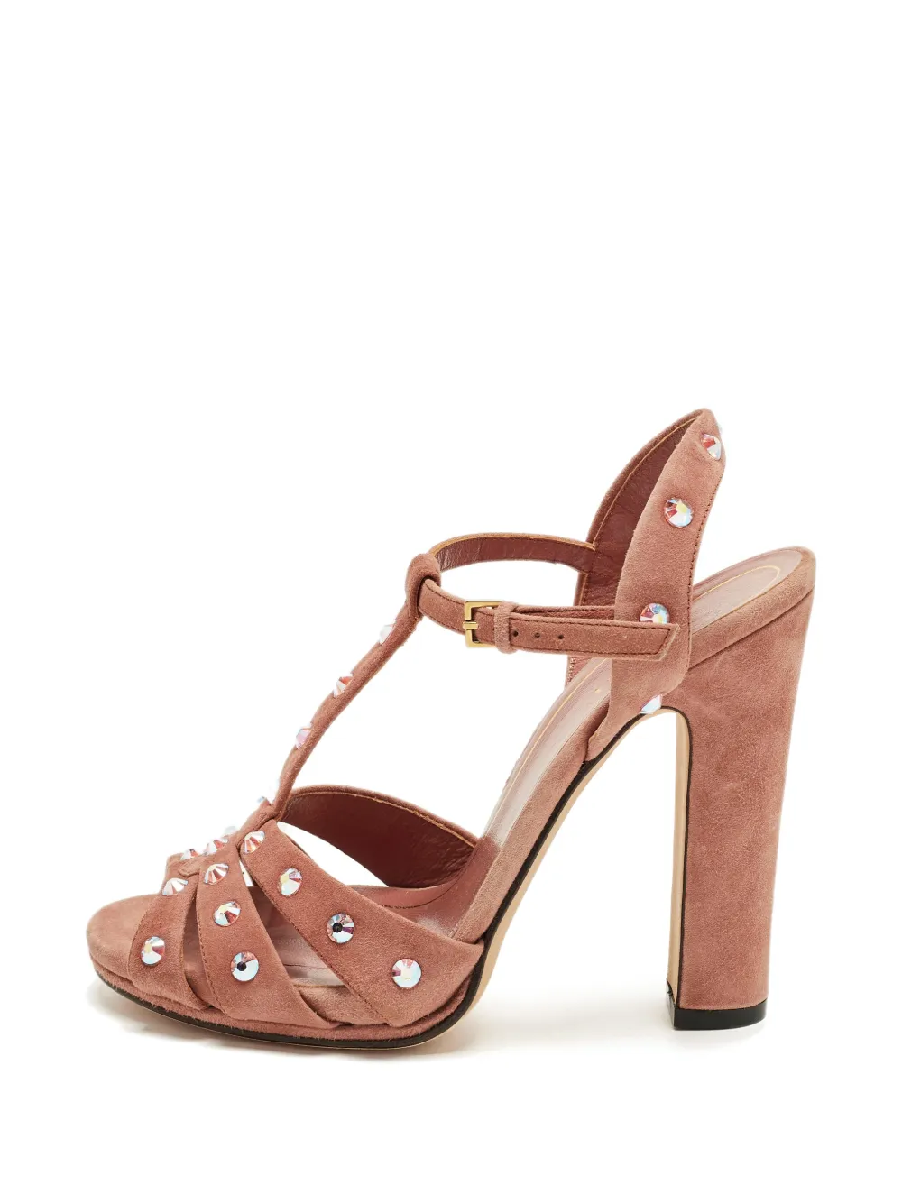 Gucci Pre-Owned crystal-embellished T-strap sandals - Rosa