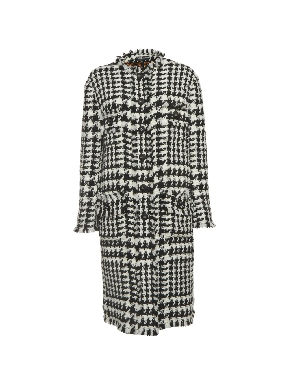 Dolce & Gabbana Pre-Owned houndstooth-pattern long-sleeve coat - Nero