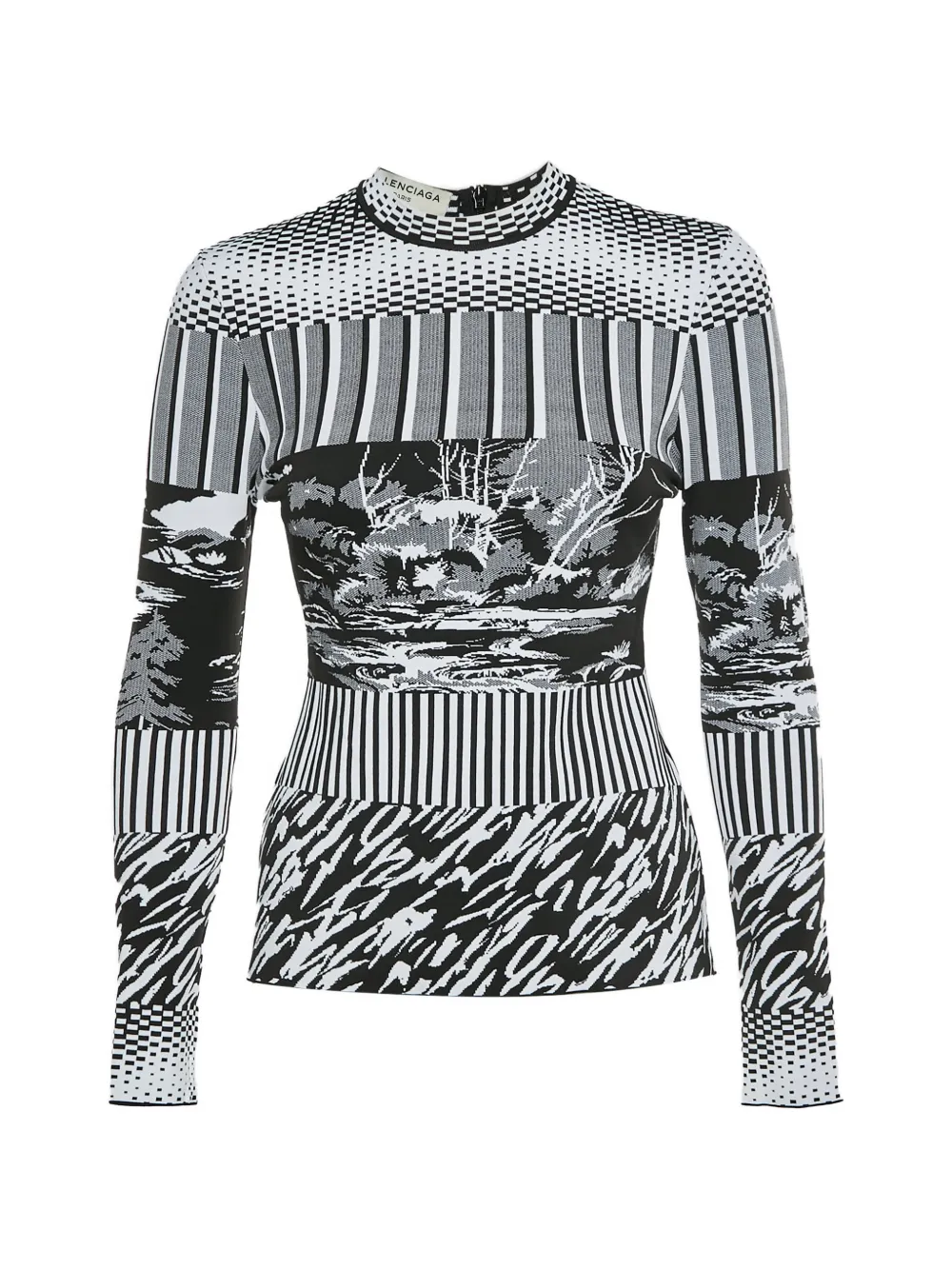 Balenciaga Pre-Owned Top a maniche lunghe con stampa astratta - Nero