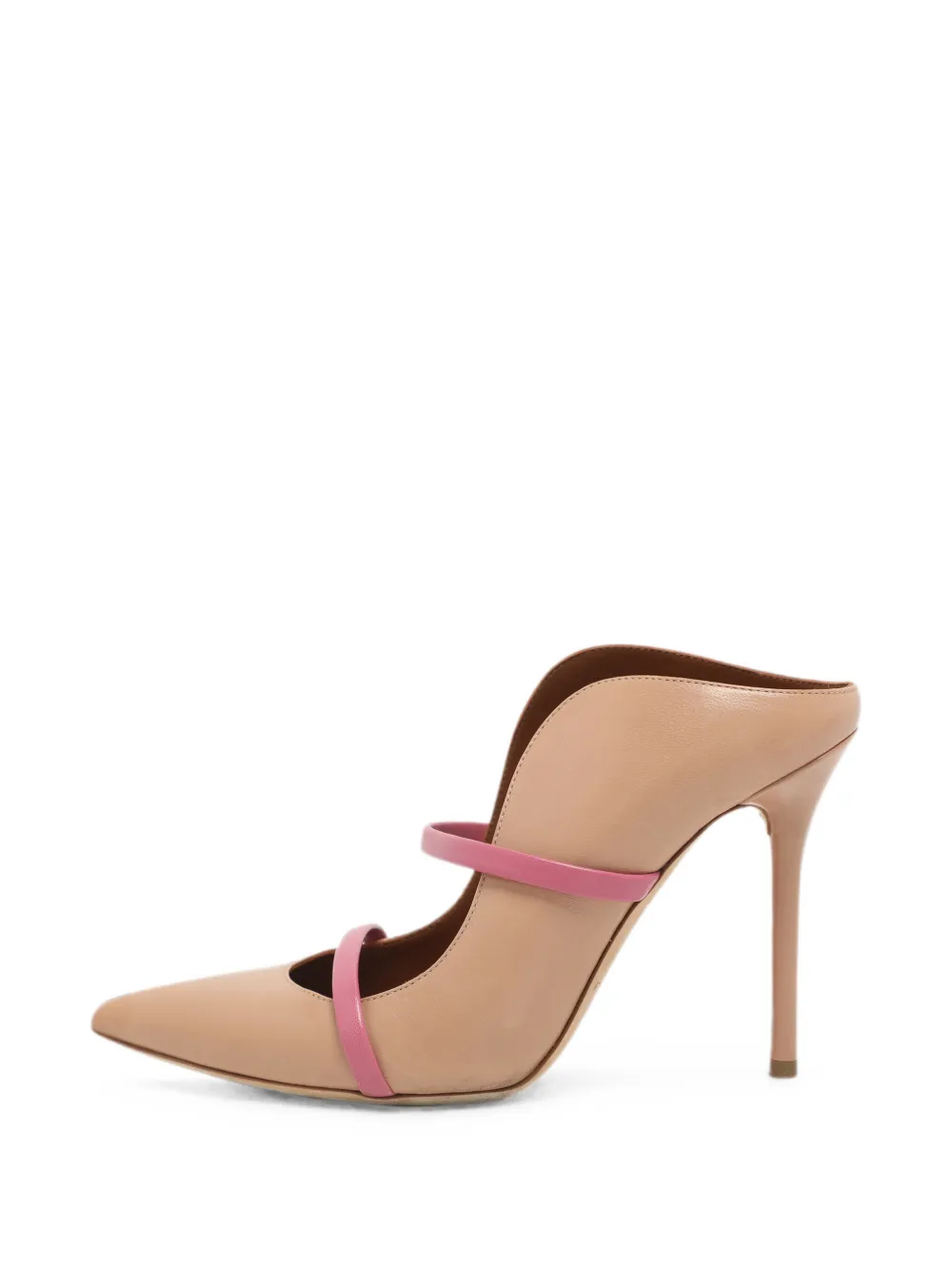 Pre-owned Malone Souliers Maureen Curved Vamp Mules In Neutral