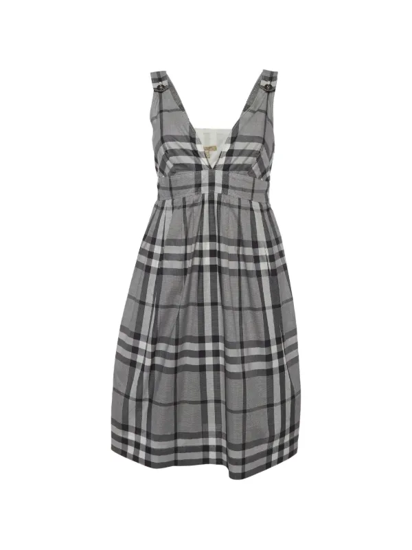 grey check dress Burberry Pre-Owned plaid-print Sleeveless Midi | Pinafore dress
