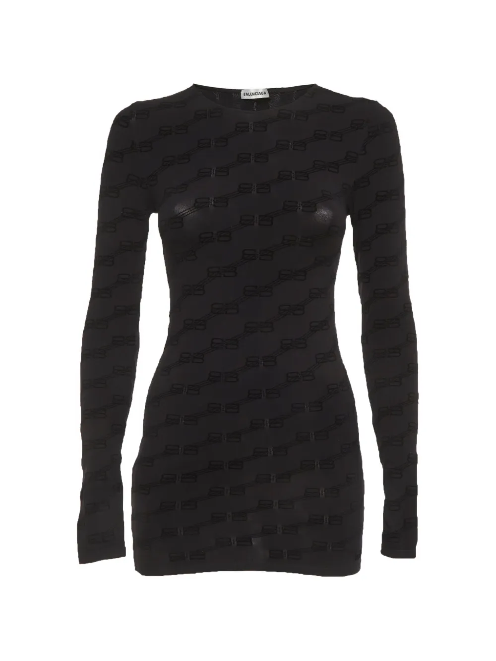Balenciaga Pre-Owned BB flocked-jersey long-sleeved T-shirt - Nero