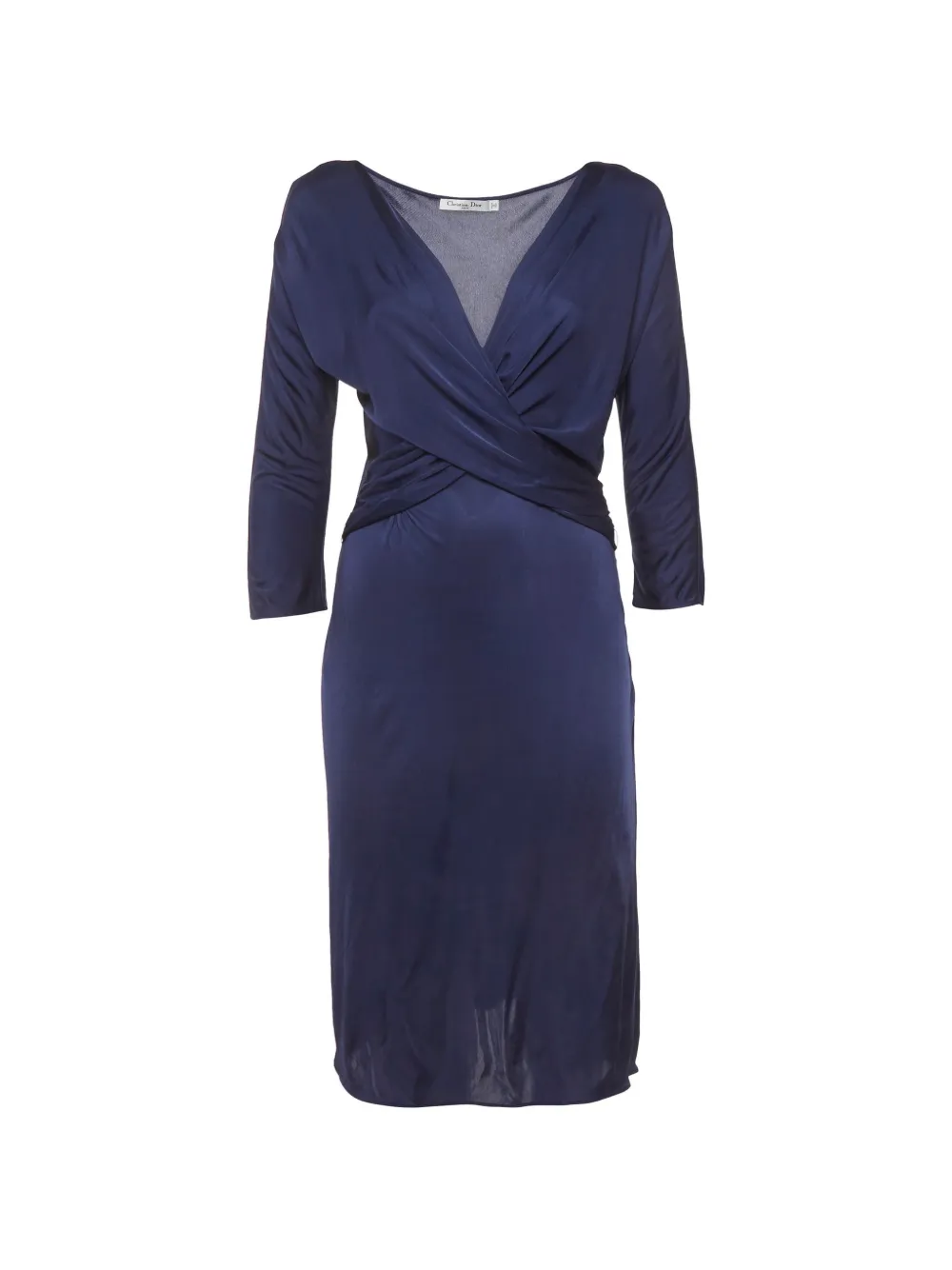 Christian Dior Pre-Owned draped jersey midi dress - Blu