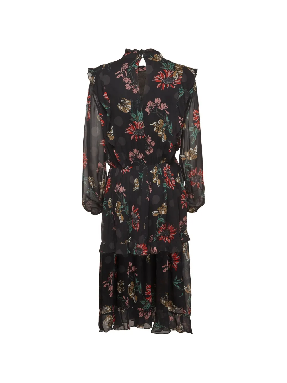 Pre-owned Hugo Boss Amoreh Floral-print Midi Dress In Black