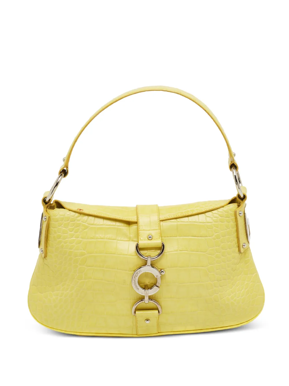 Dolce & Gabbana Pre-Owned clasp-flap croc-embossed tote bag - Giallo