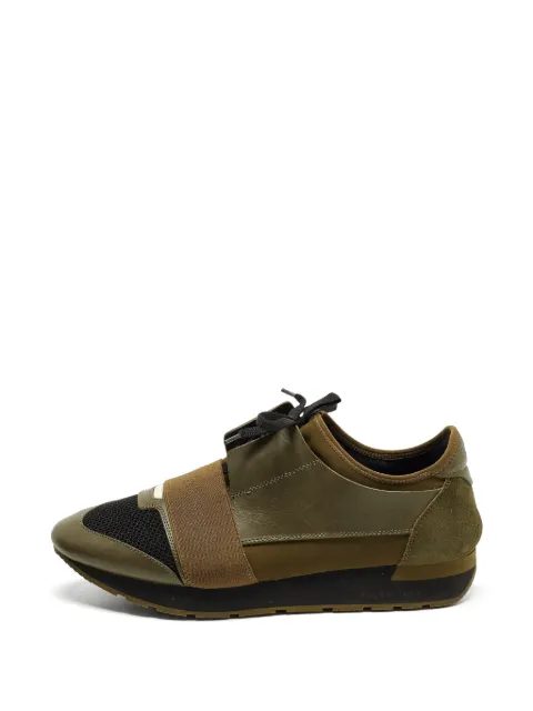 Balenciaga Pre-Owned Balenciaga Race Runner Size 43 Green/Black calf leather and Suede Lace Up Sneakers