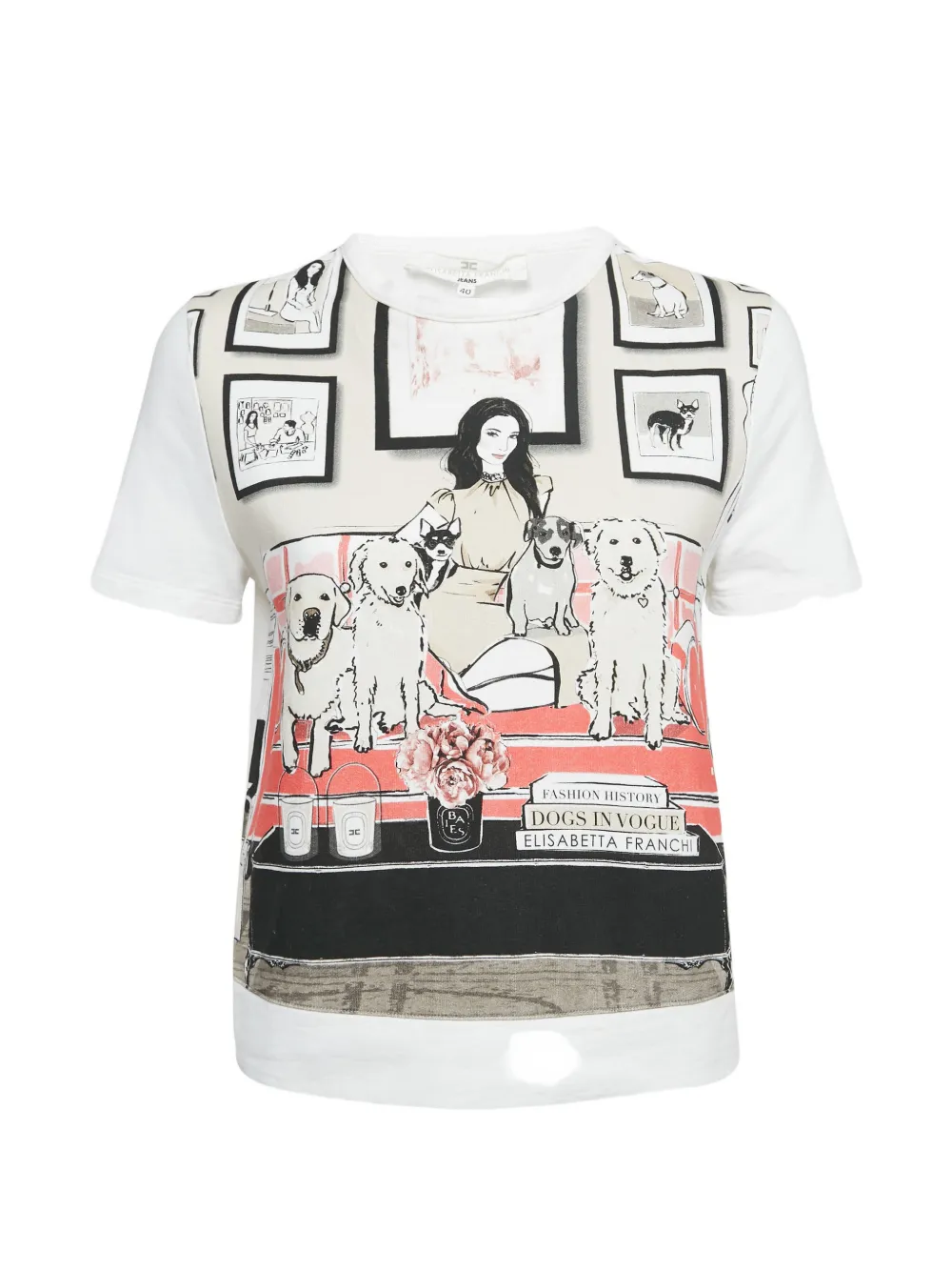 Elisabetta Franchi Dogs In Vogue print T-shirt - Bianco