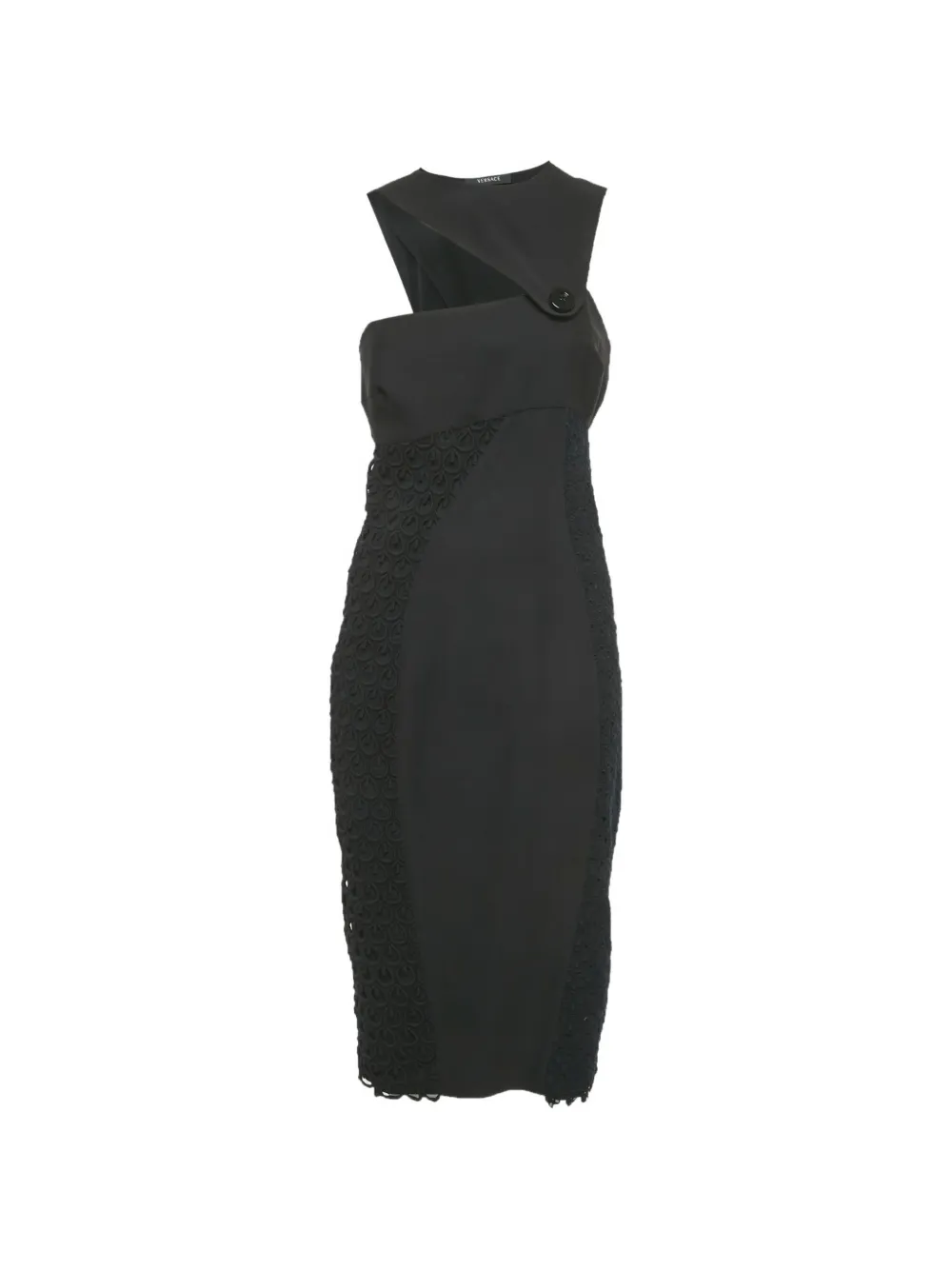 Pre-owned Versace Lace-detail Mini Dress In Black