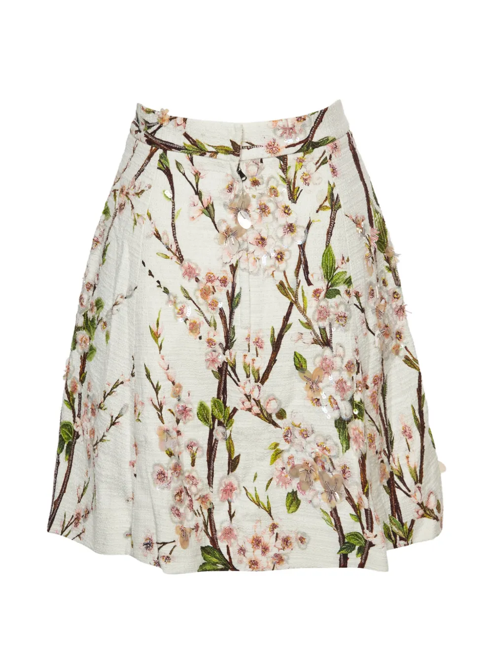 Dolce & Gabbana Pre-Owned floral-print sequinned mini skirt - Bianco
