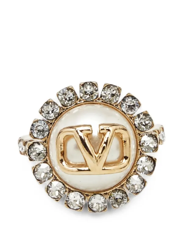Valentino Garavani Pre-owned Logo-detail Ring in Gold