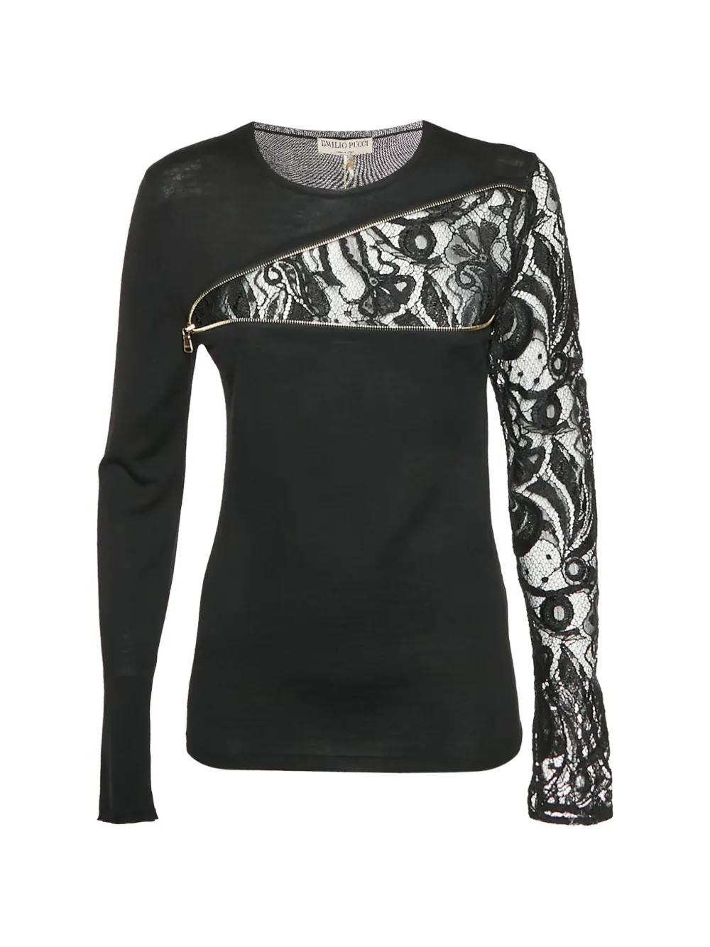 PUCCI Pre-Owned asymmetric zip-detail wool blouse - Nero