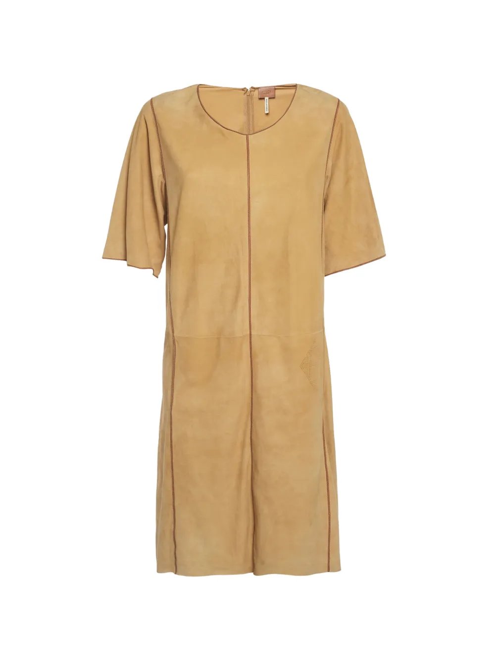 Hermès Pre-Owned suede leather-trim mini dress - Toni neutri