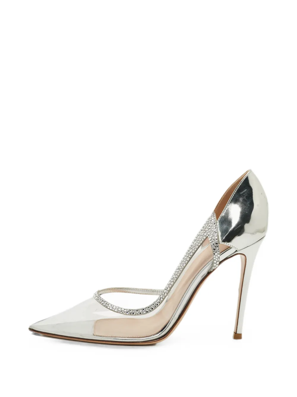 Gianvito Rossi Leif leather heeled d'Orsay pumps - Silver