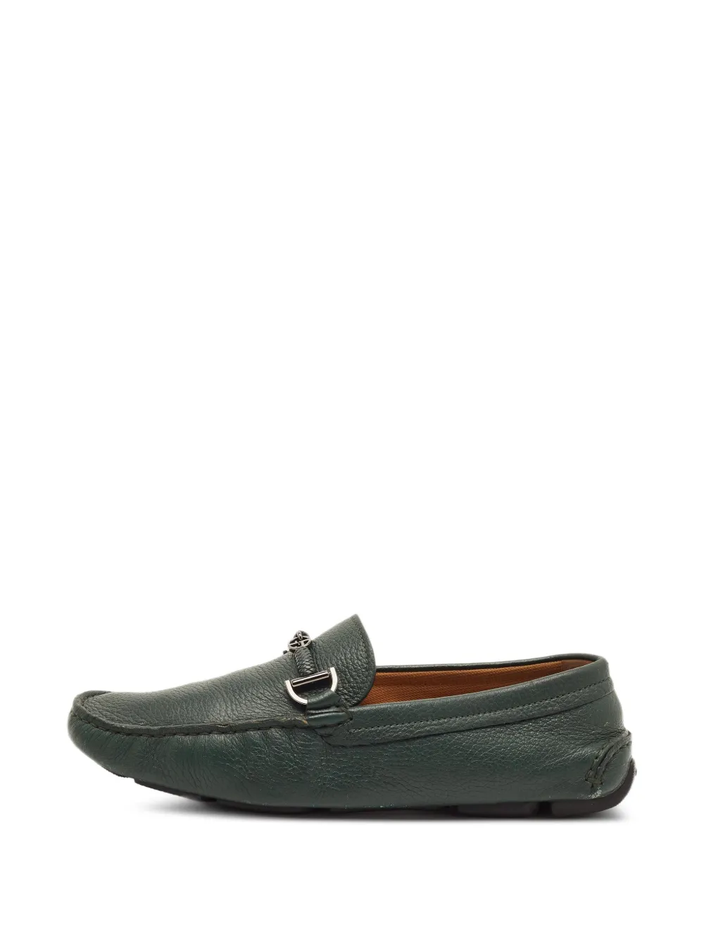 Giorgio Armani Pre-Owned logo-plaque suede loafers - Grün