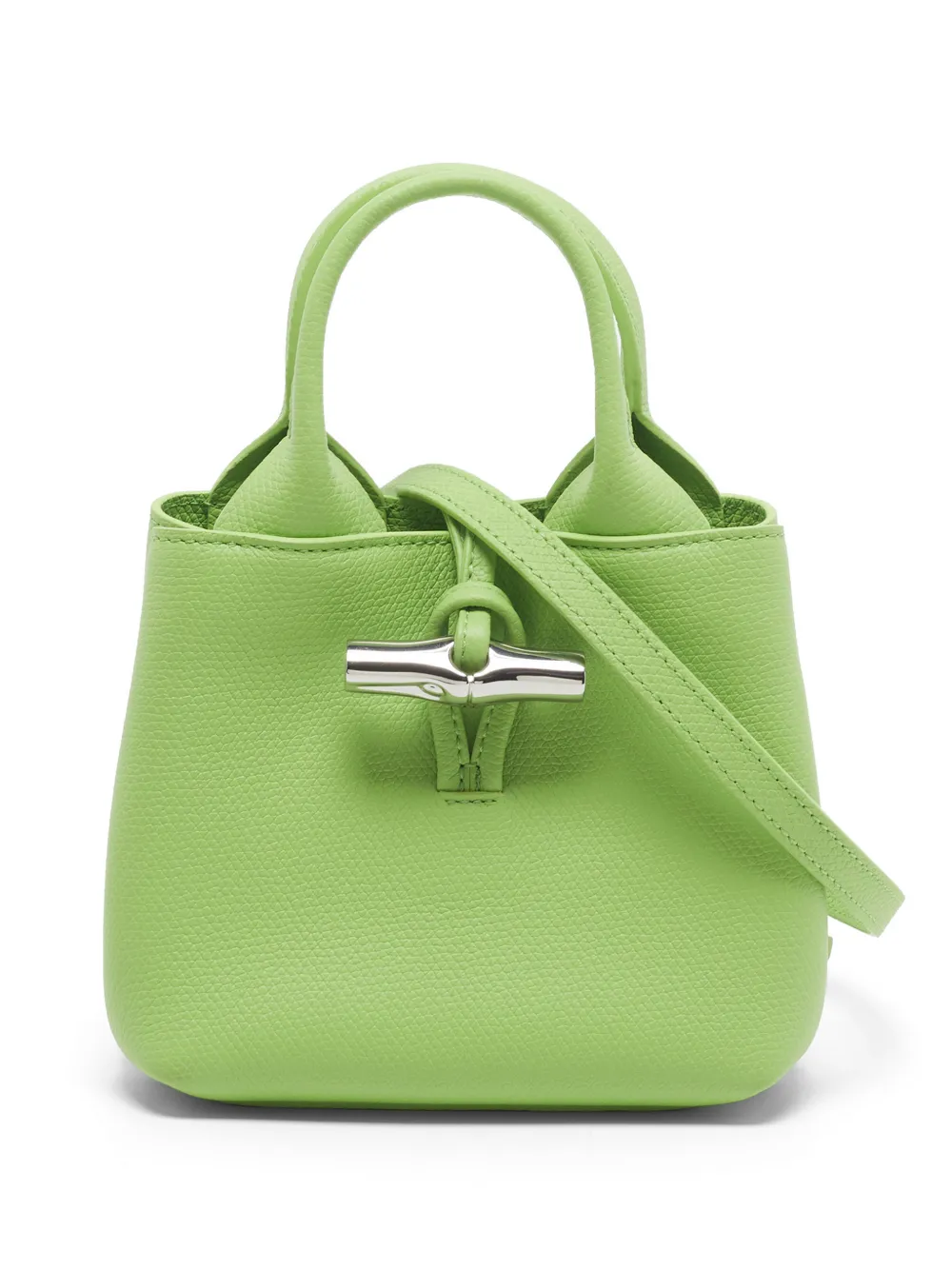 Longchamp XS Le Roseau leather tote bag - Verde