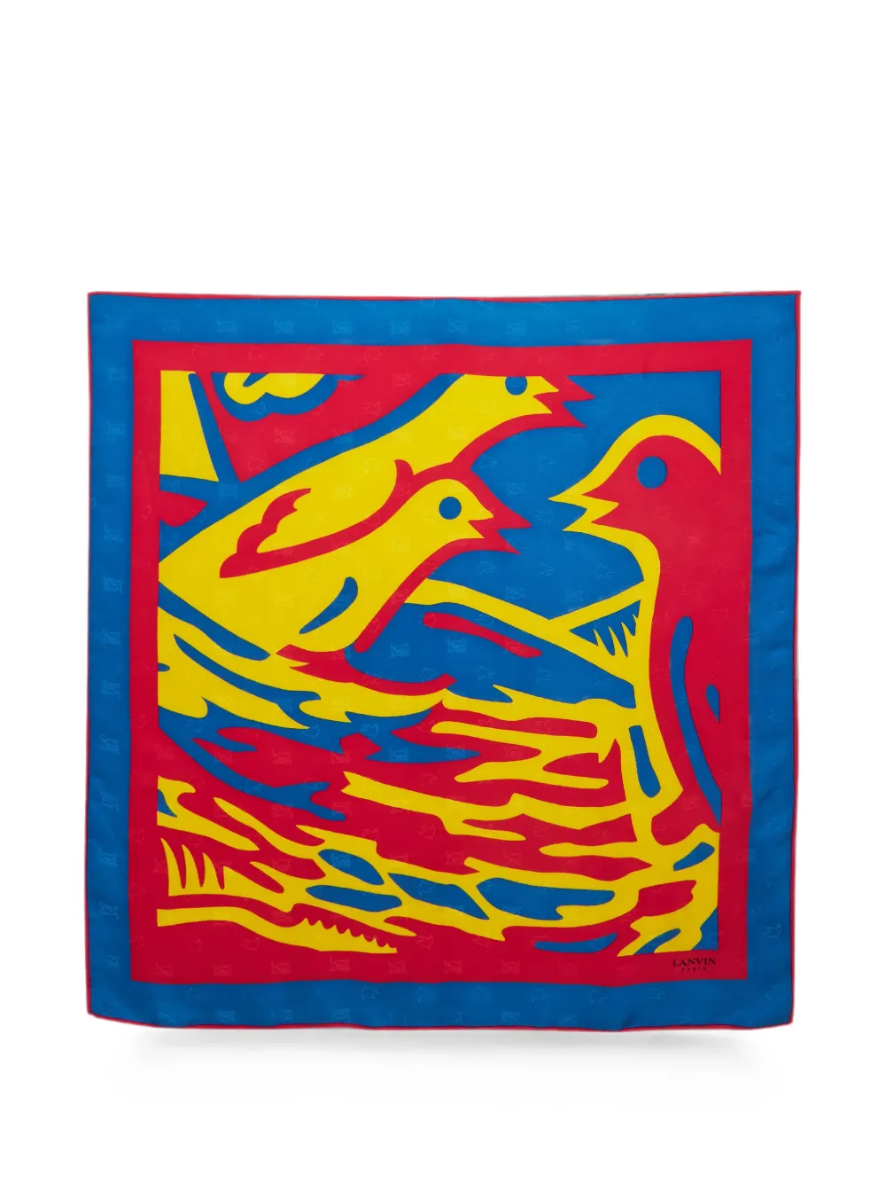 Lanvin Pre-Owned abstract bird print scarf - Blu