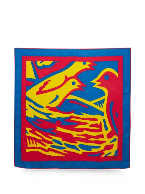 Lanvin Pre-Owned mascada con estampado abstracto de ave