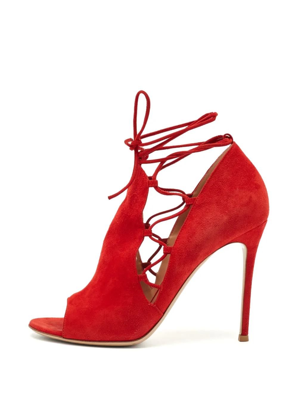 Gianvito Rossi lace-up open-toe ankle boots - Rot