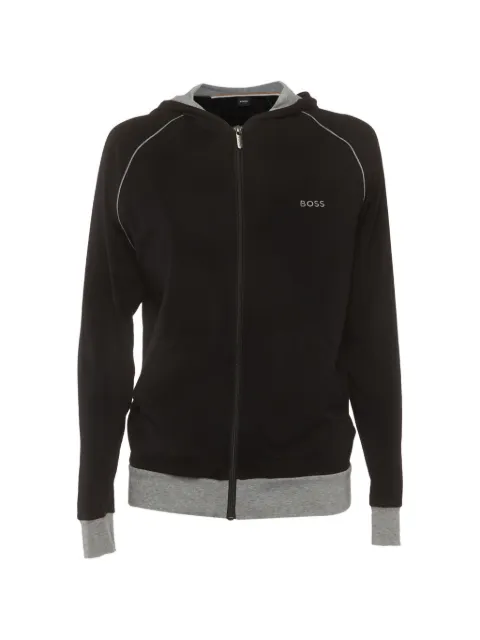 BOSS logo-detail zip-up hoodie