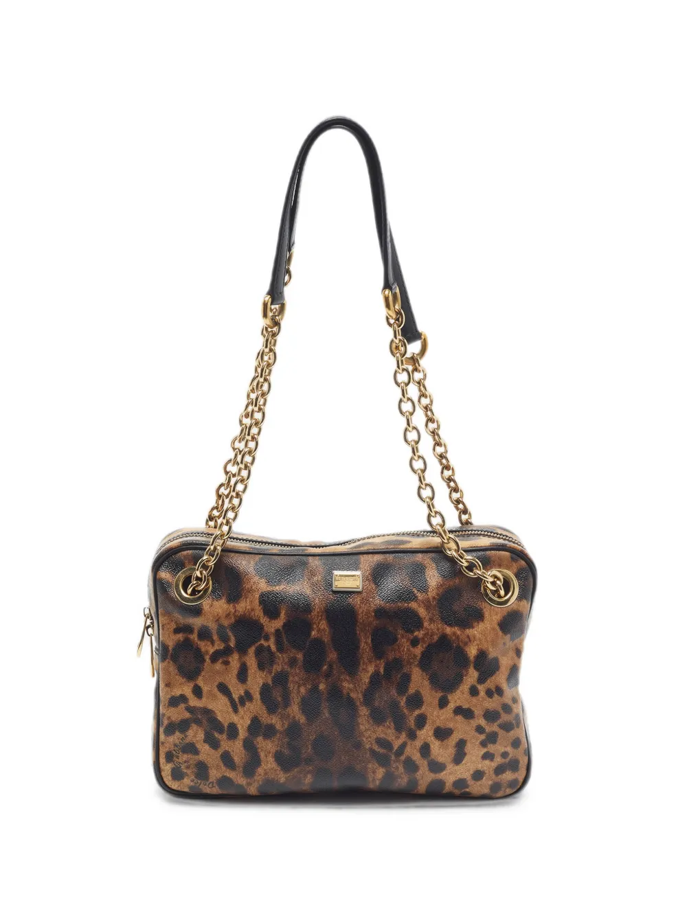 Dolce & Gabbana Pre-Owned leopard-print chain shoulder bag - Marrone