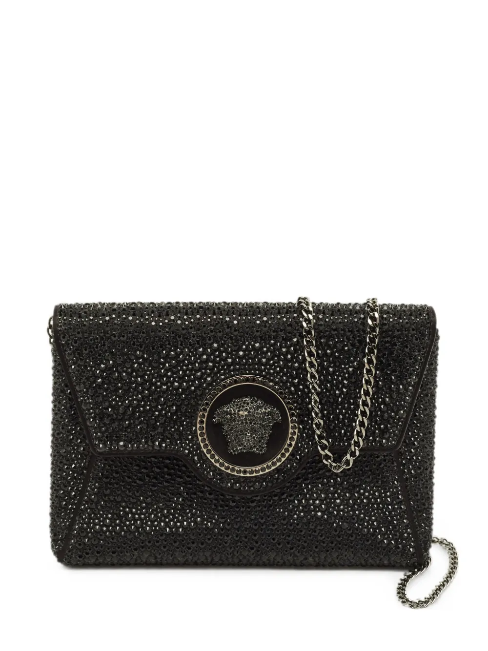 Versace Pre-Owned La Medusa crystal-embellished clutch bag - Nero