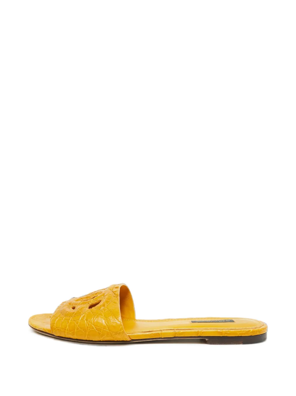 Dolce & Gabbana Pre-Owned DG-logo croc-embossed flat sandals - Giallo