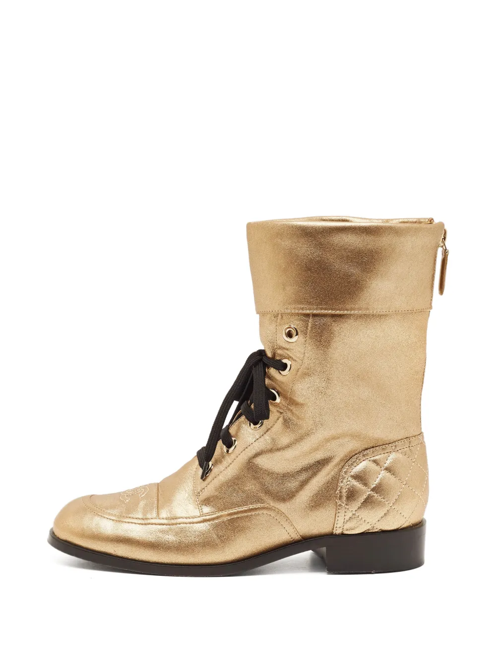 CHANEL Pre-Owned Bikerstiefel mit Steppung - Gold