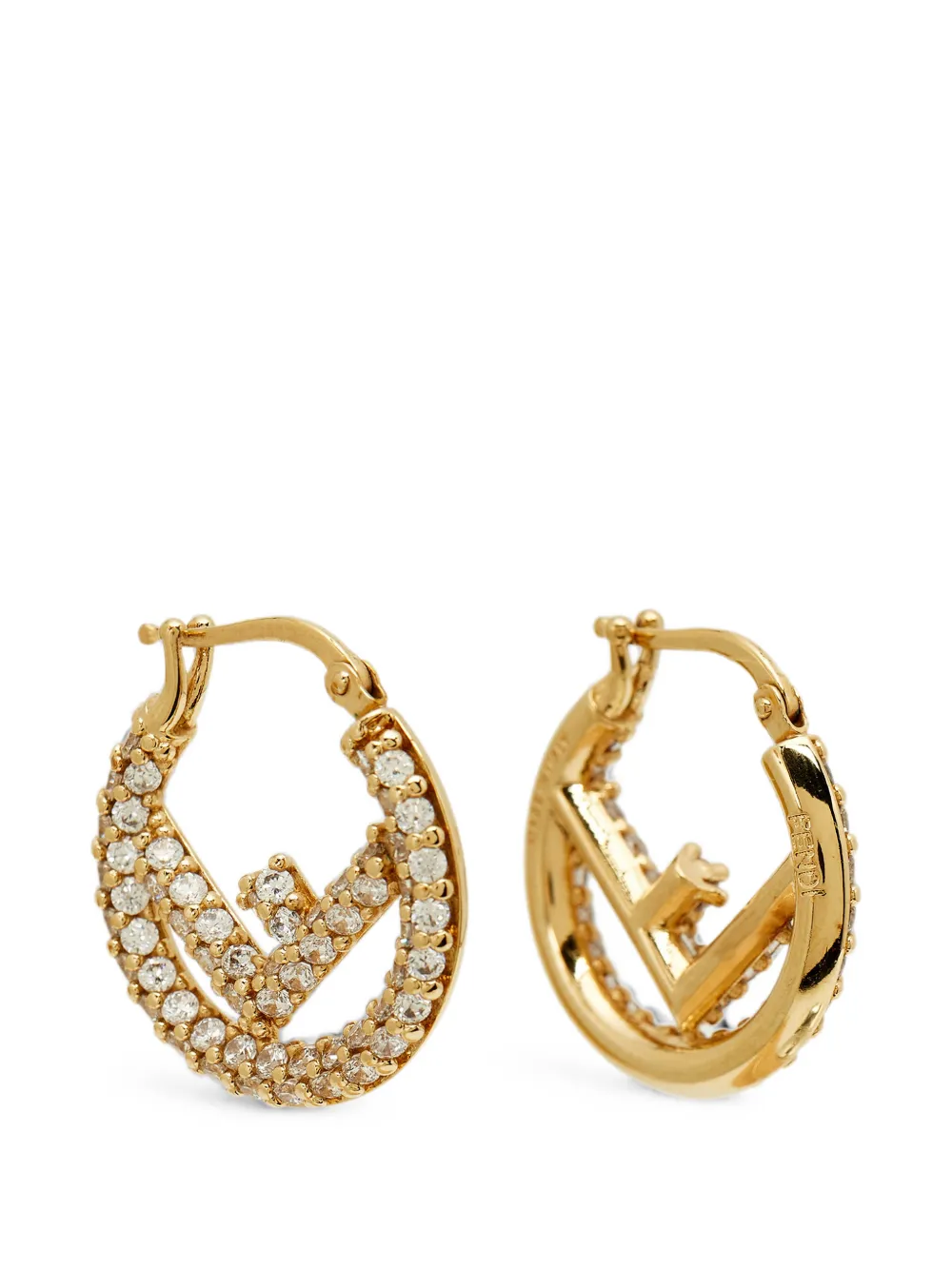 Fendi Pre-Owned crystal-embellished hoop earrings - Oro