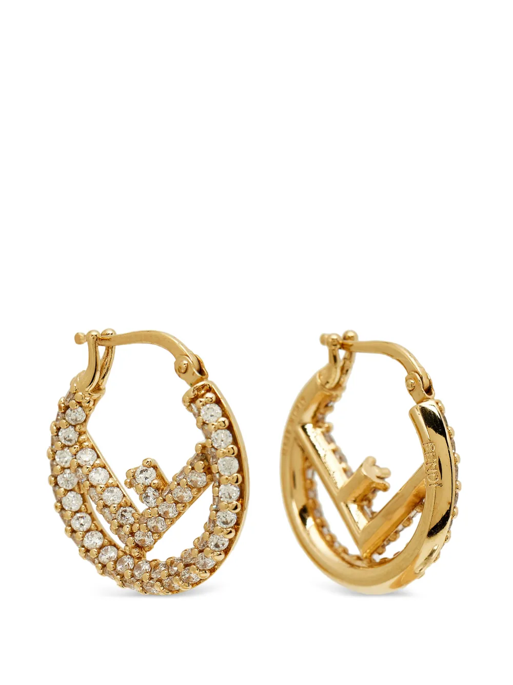 Fendi Pre-Owned crystal-embellished hoop earrings - Gold