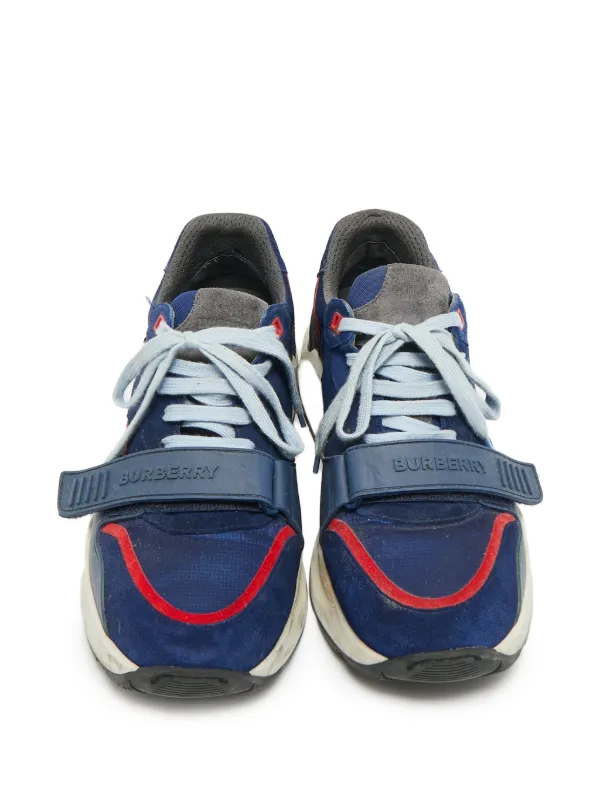 BURBERRY スニーカー ブラック/グレー/レッド/ブルー Burberry Pre-Owned Ramsey touch-strap Sneakers | Blue | FARFETCH JO