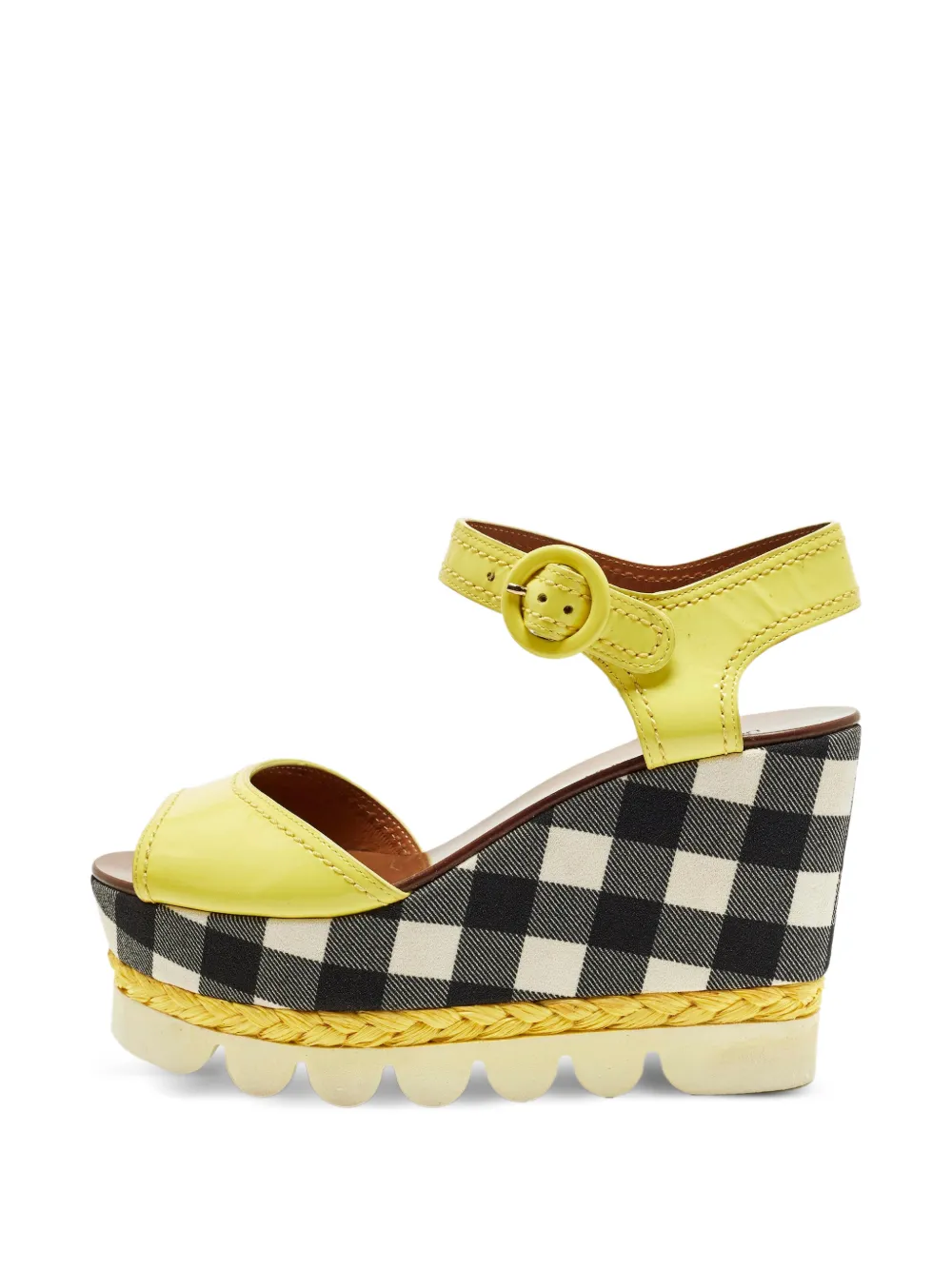 Dolce & Gabbana Pre-Owned gingham wedge sandals - Giallo