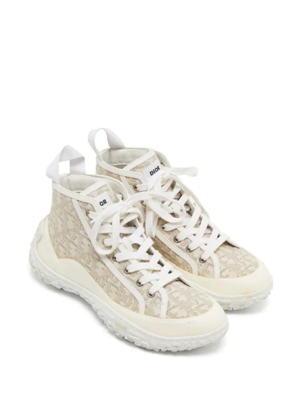 Christian Dior スニーカー ホワイト レース Christian Dior Pre-Owned B28 high-top Sneakers | White | FARFETCH