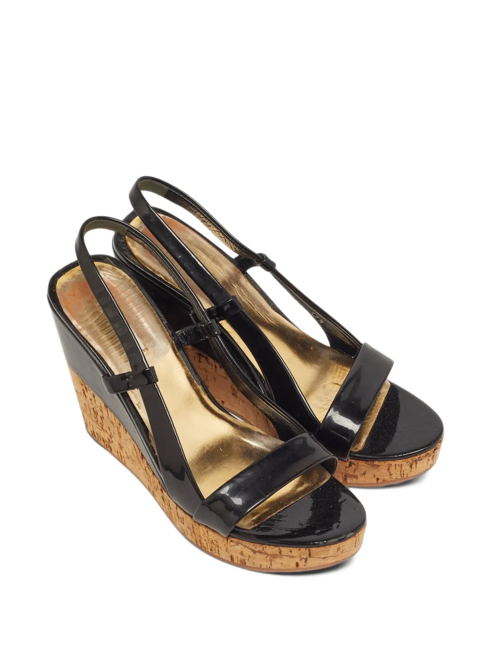 Miu Miu Pre-Owned cork-platform wedge sandals - Schwarz