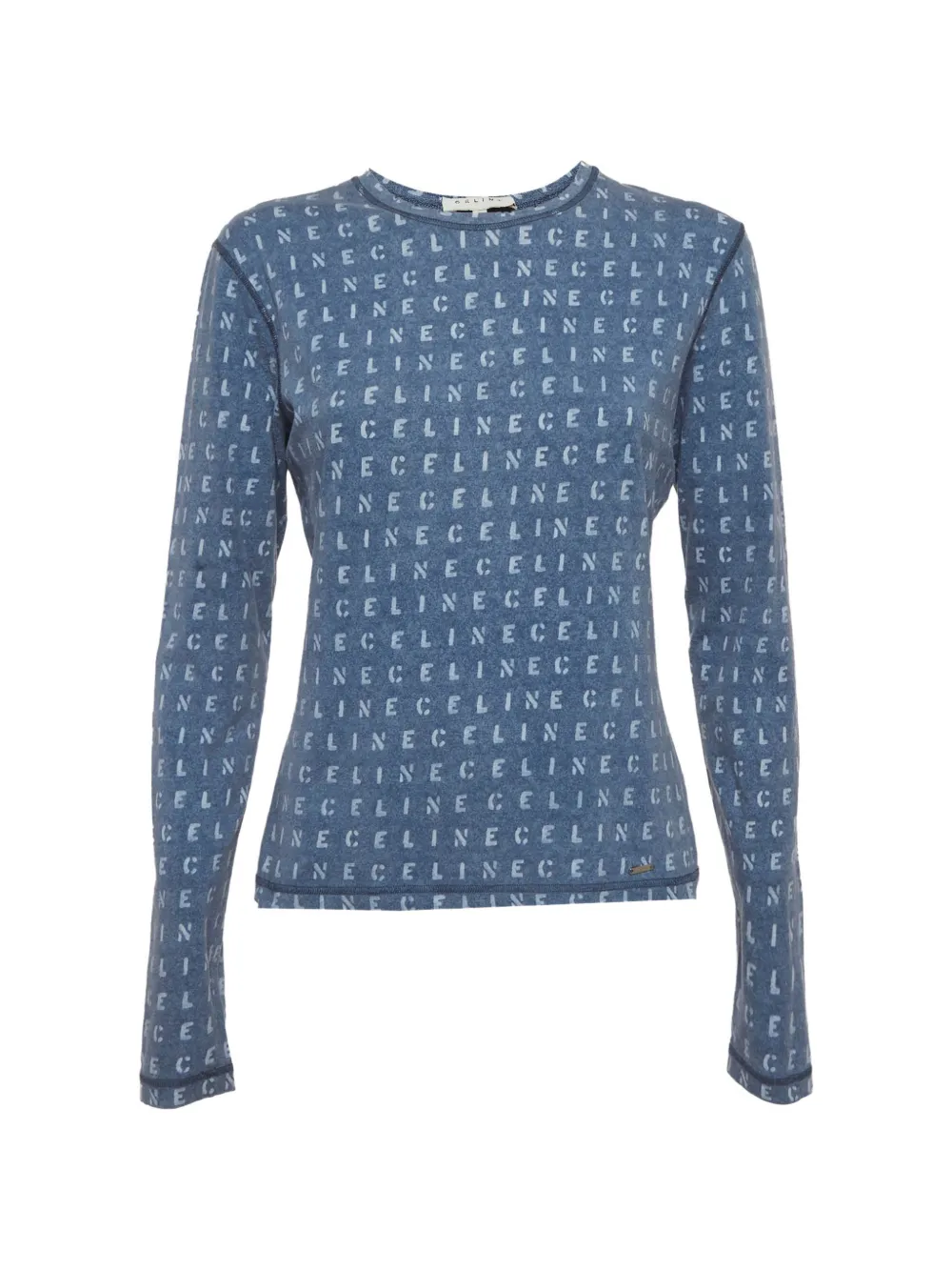 Celine Pre-Owned logo-print long-sleeve top - Blu