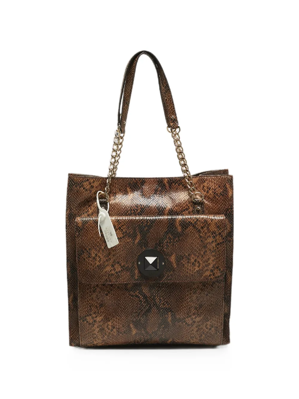 Pre-owned Kate Spade South Kensington Denee Python-embossed Leather Tote Bag In Brown