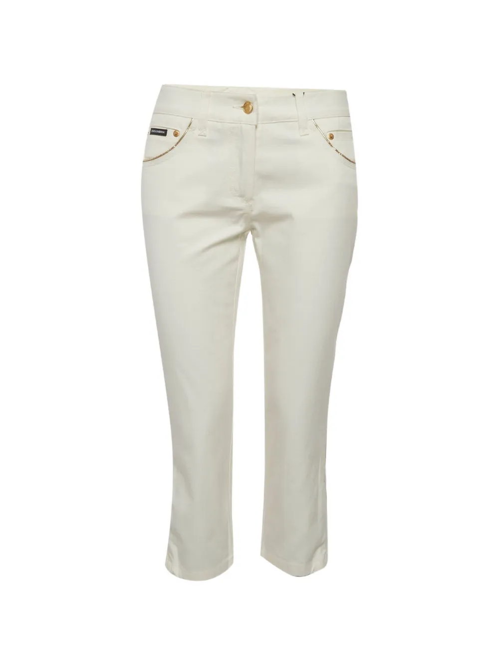 Dolce & Gabbana Pre-Owned gold-trim cropped jeans - Bianco