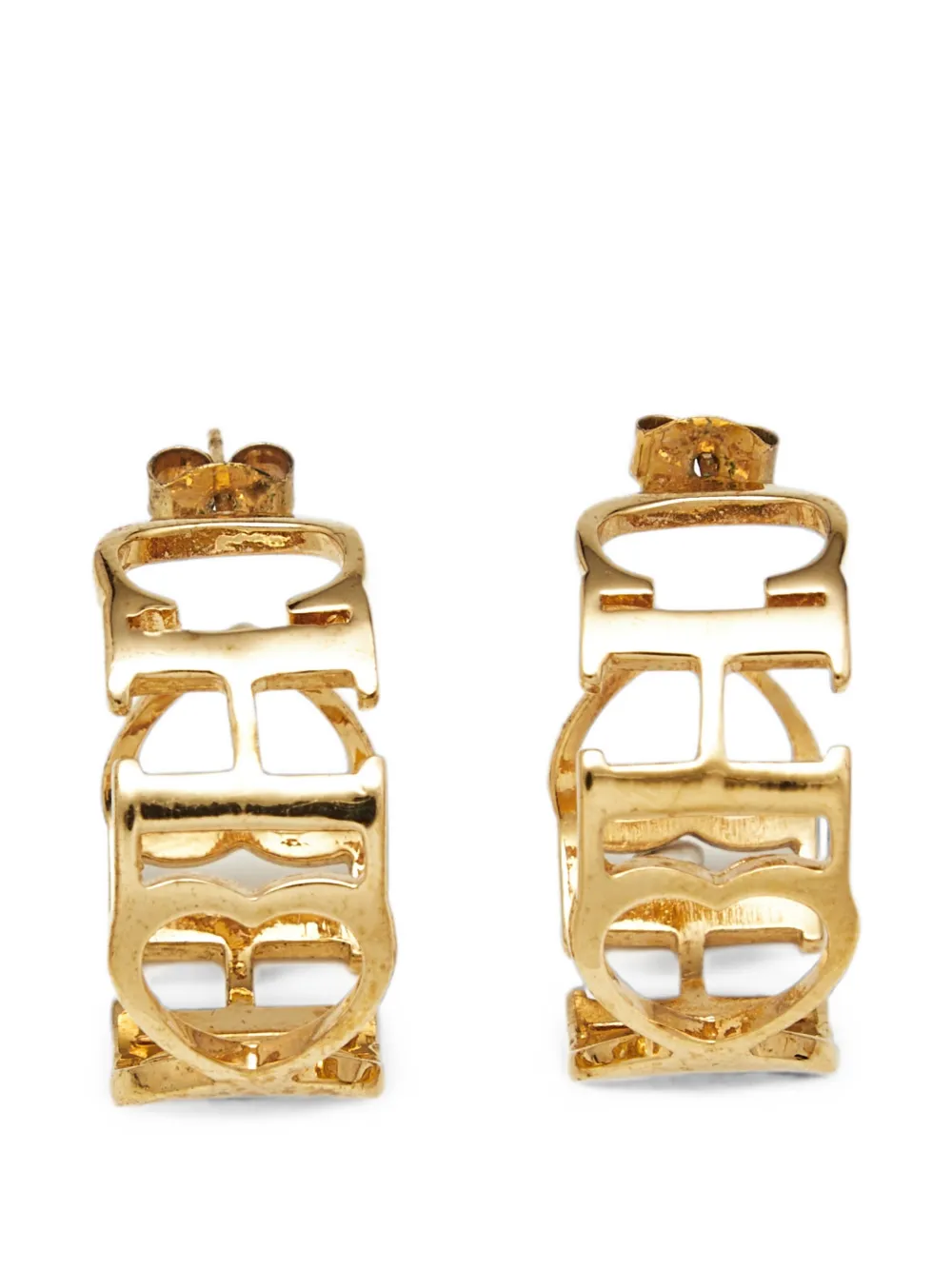 Carolina Herrera Vintage CH-motif hoop earrings - Oro