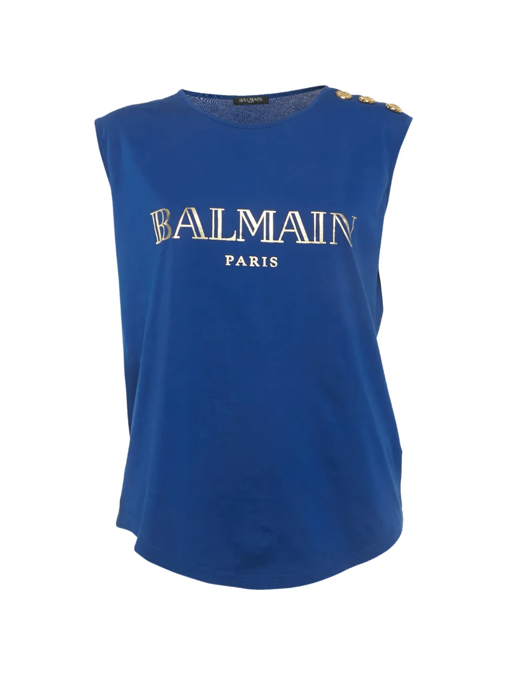 Balmain Pre-Owned logo-print button-detail tank top - Blau