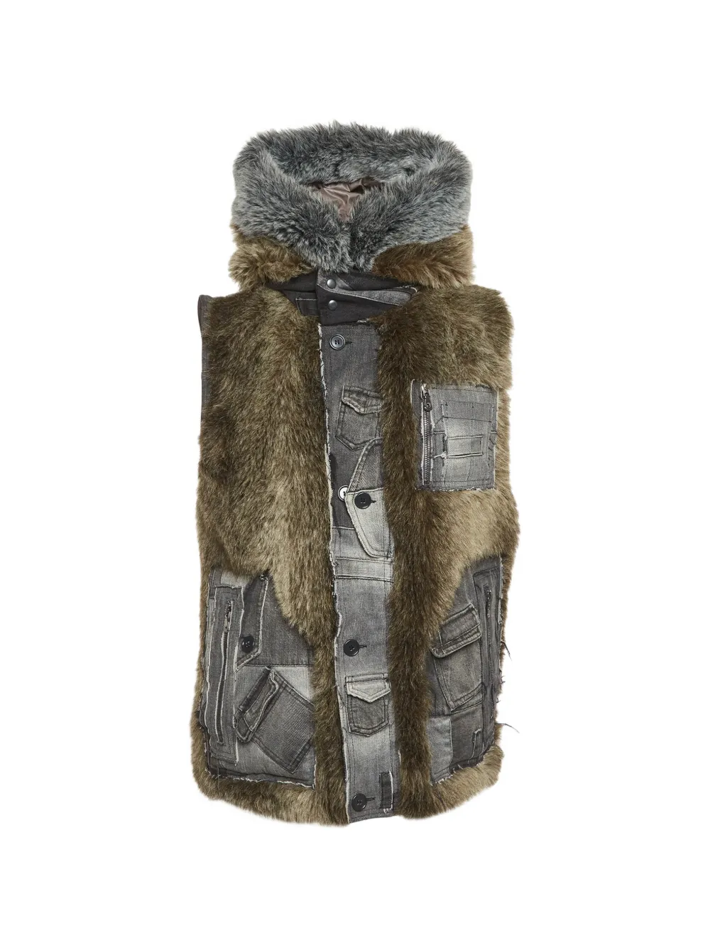 Dolce & Gabbana Pre-Owned fur-trim denim jacket - Grigio