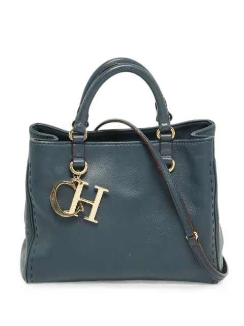 Carolina Herrera Vintage CH charm leather tote bag