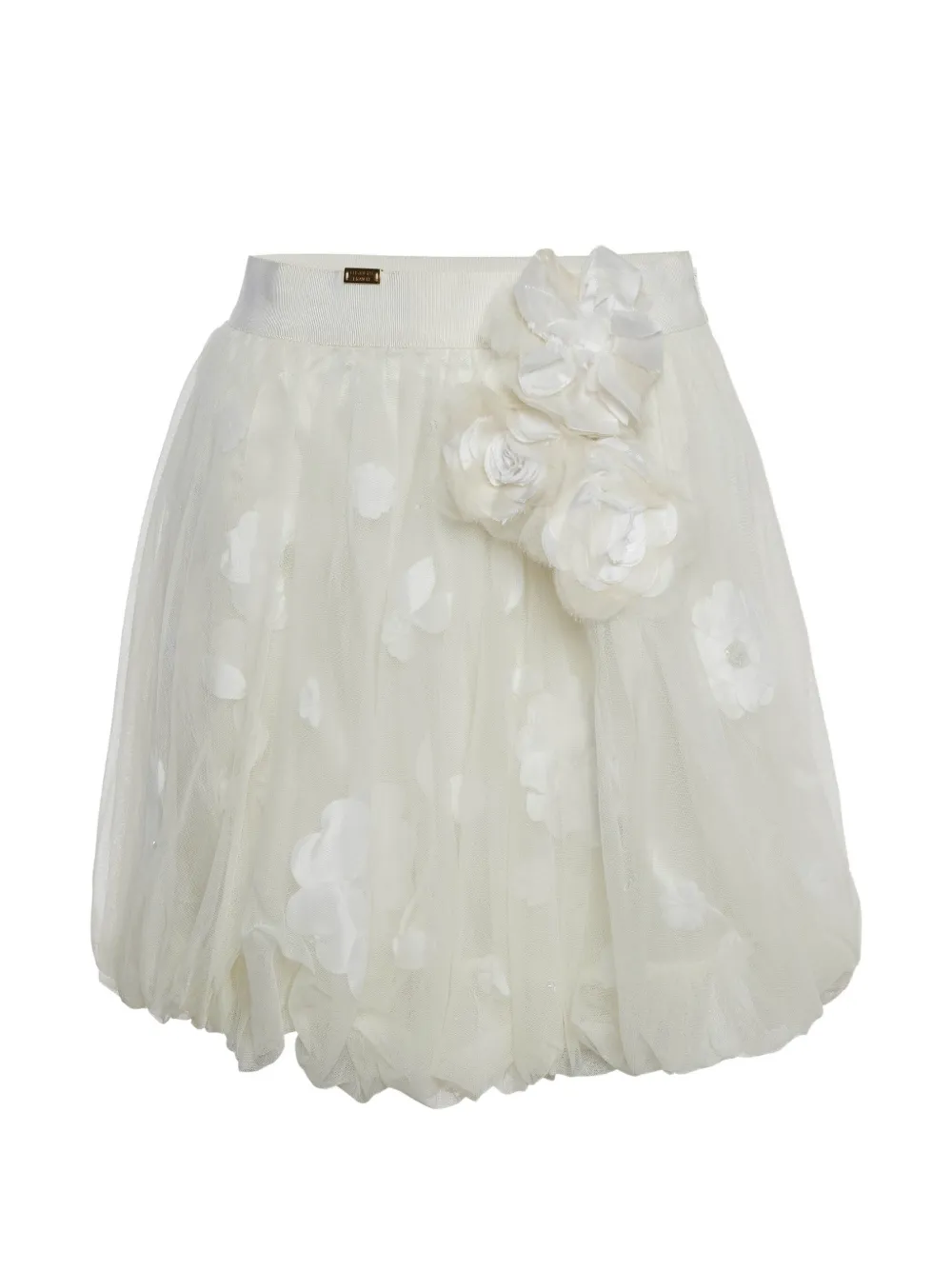 Elisabetta Franchi floral-appliqué balloon skirt - Toni neutri
