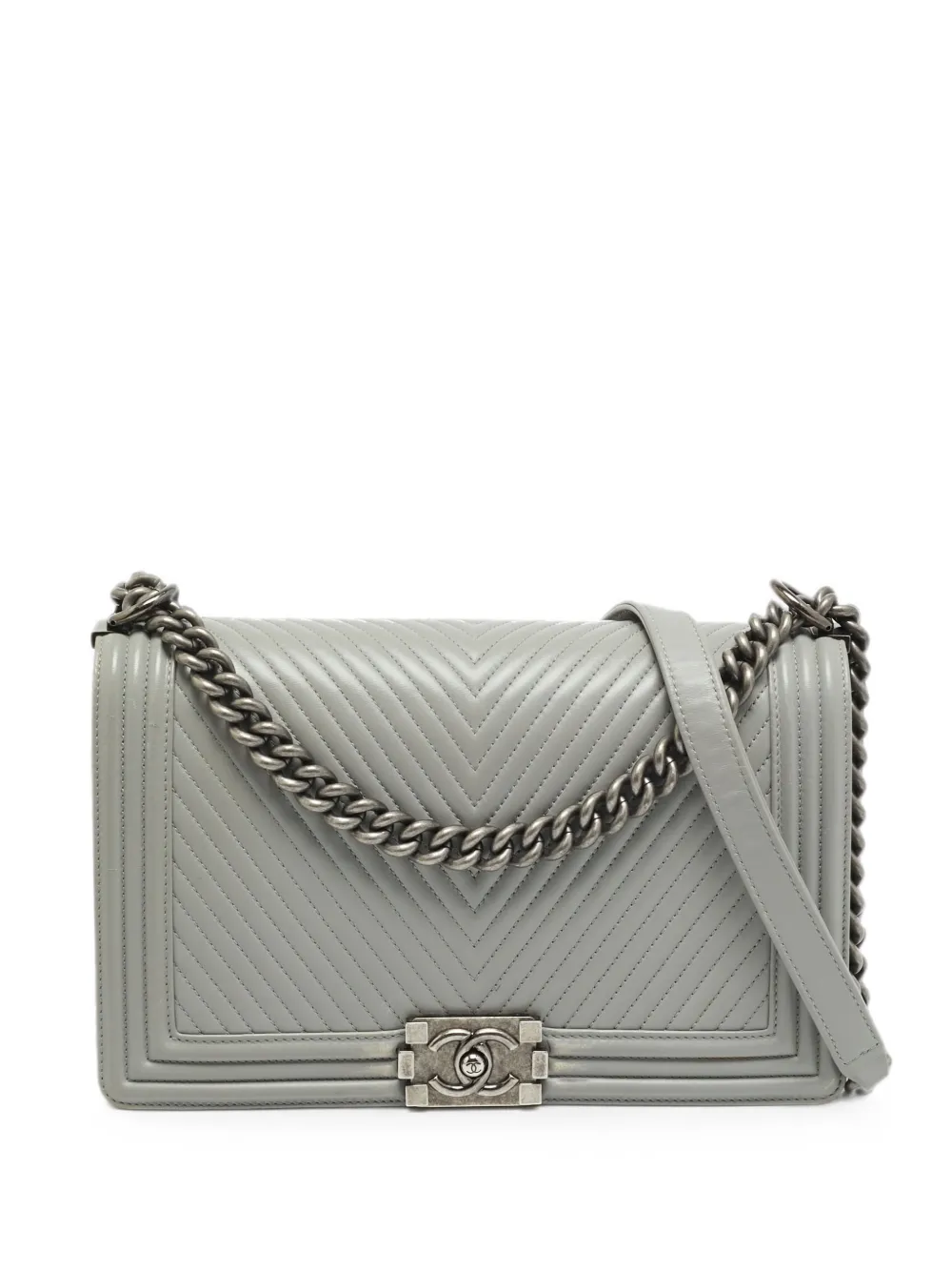 CHANEL Pre-Owned 2014 - 2015 medium Boy chevron shoulder bag - Grigio