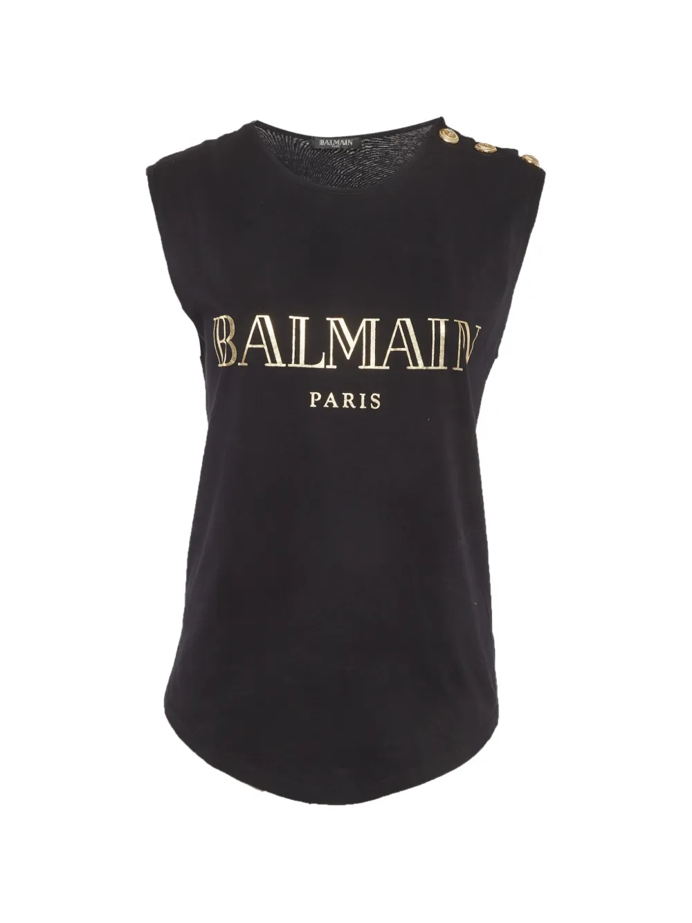 Balmain Pre-Owned logo-print button-detail tank top - Nero