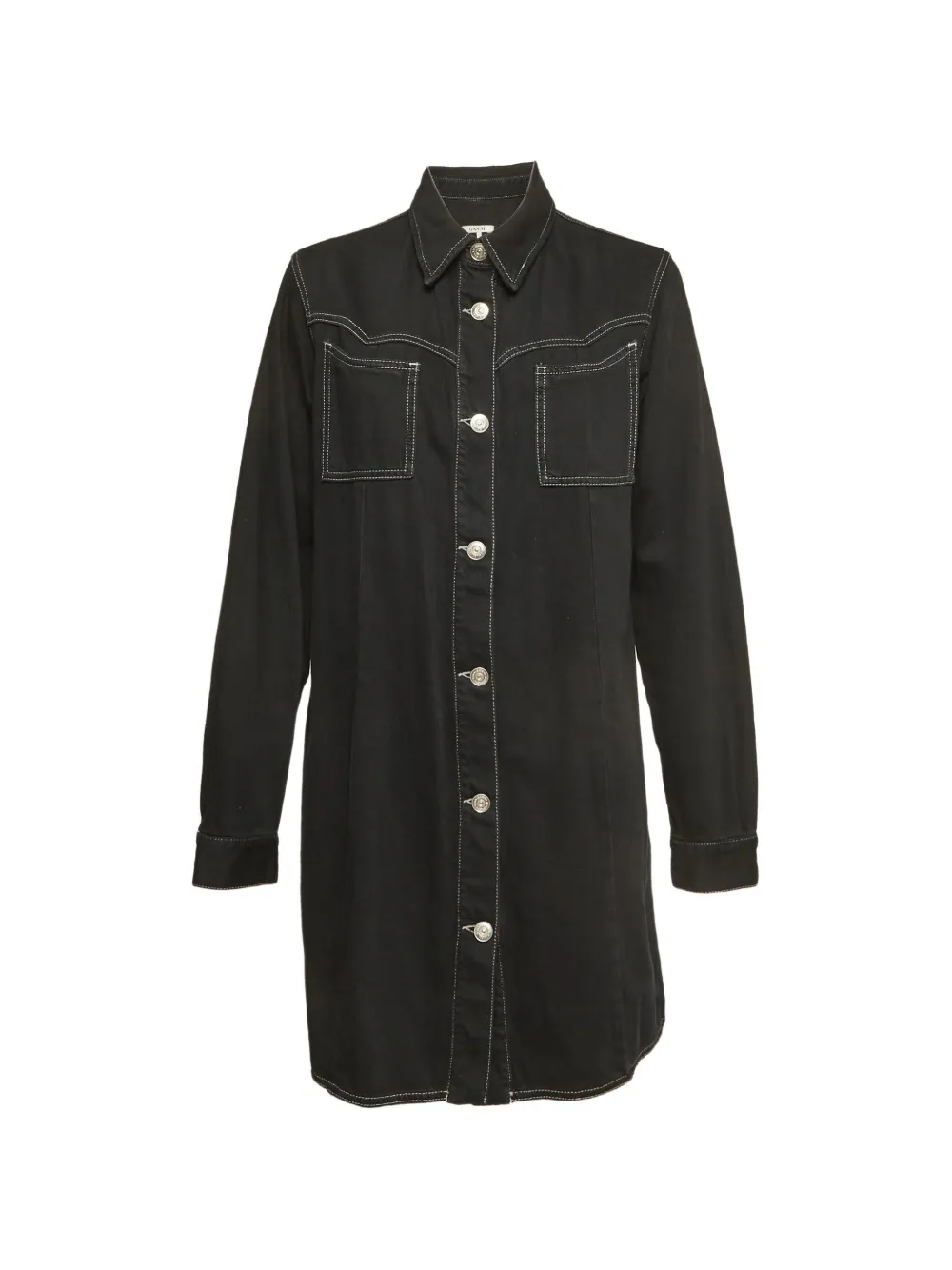 GANNI Kress shirt mini dress - Nero