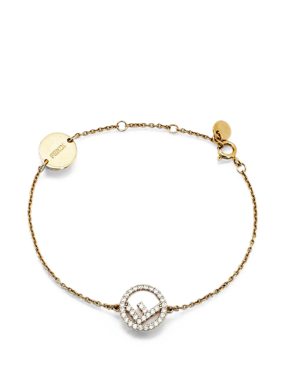 Fendi Pre-Owned F is Fendi crystal-embellished bracelet - Oro